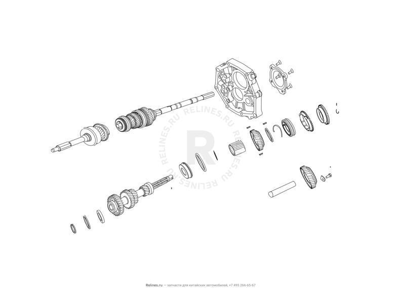 Запчасти Great Wall Hover H3 Поколение I (2010) 2.4л, 4×4 — Трансмиссия (коробка переключения передач, КПП) (3) — схема