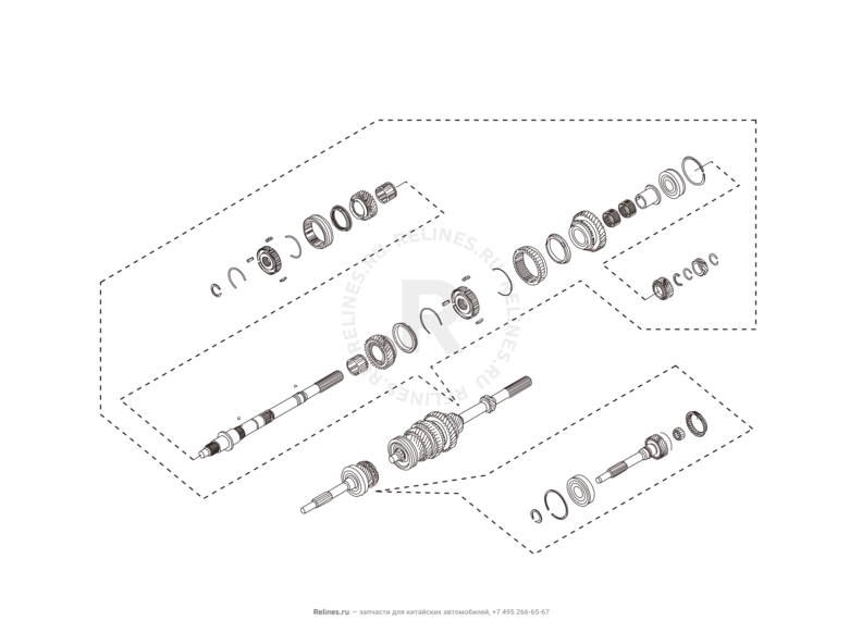 Запчасти Great Wall Hover H3 Поколение I (2010) 2.4л, 4×4 — Трансмиссия (коробка переключения передач, КПП) (4) — схема