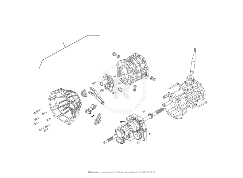 Запчасти Great Wall Hover H3 Поколение I (2010) 2.0л, 4×4 — Трансмиссия (коробка переключения передач, КПП) (4) — схема