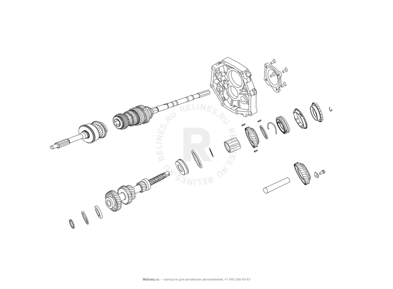 Запчасти Great Wall Hover H3 Поколение I (2010) 2.0л, 4×4 — Трансмиссия (коробка переключения передач, КПП) (6) — схема
