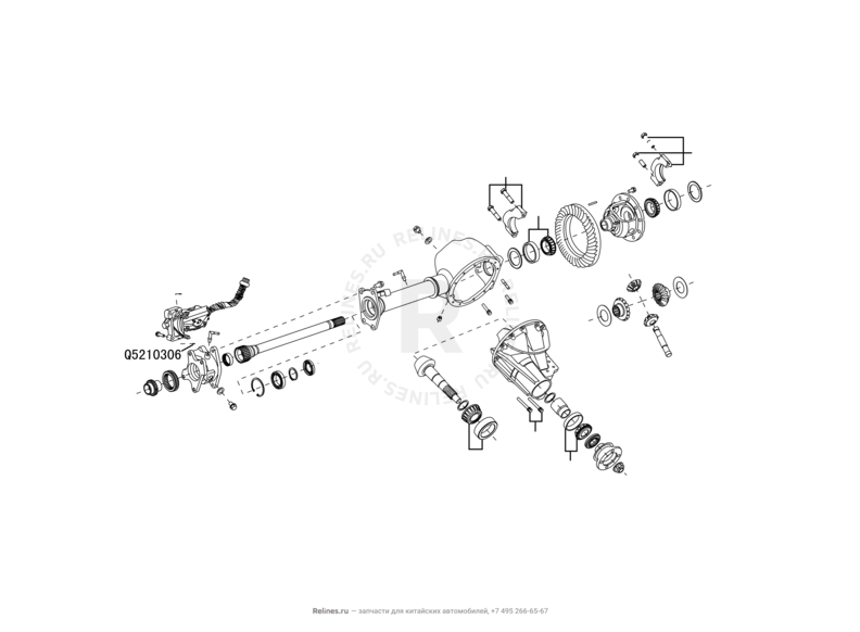 Запчасти Great Wall Hover H3 Поколение I (2010) 2.0л, 4×4 — Передний мост (2) — схема