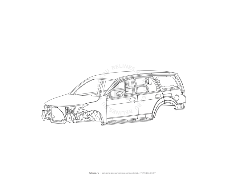 Запчасти Great Wall Hover H5 Поколение I (2010) 2.4л, бензин, 4x4, МКПП — Кузов (1) — схема