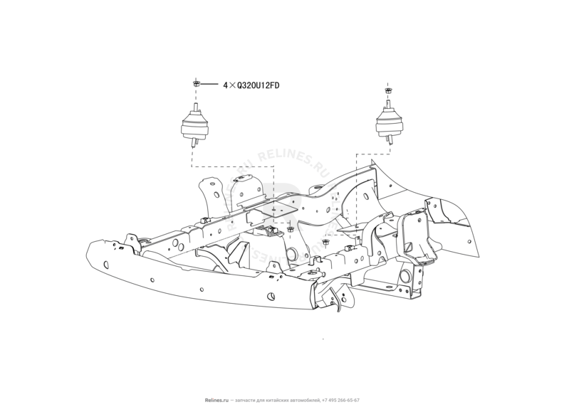 Запчасти Great Wall Hover H5 Поколение I (2010) 2.0л, дизель, 4x4, АКПП — Опоры двигателя — схема