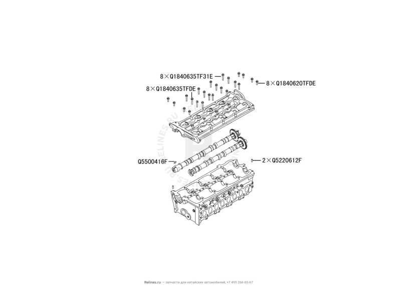 Запчасти Great Wall Hover H5 Поколение I (2010) 2.0л, дизель, 4x4, АКПП — Распределительный вал двигателя (распредвал) — схема