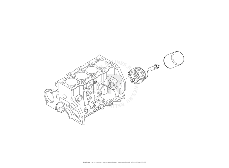 Запчасти Great Wall Hover H5 Поколение I (2010) 2.0л, дизель, 4x4, АКПП — Фильтр масляный в сборе — схема