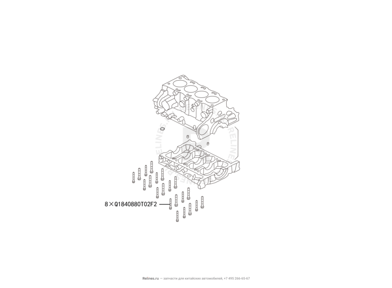 Блок цилиндров в сборе (3) Great Wall Hover H5 — схема