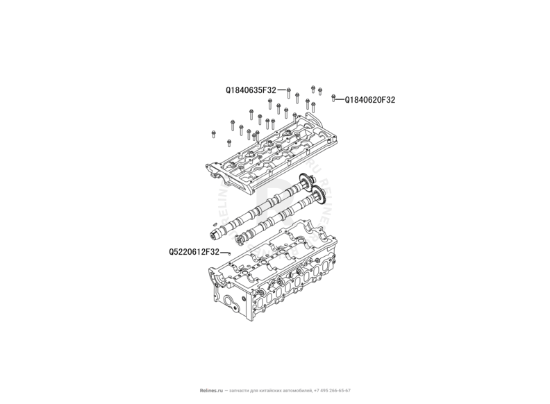 Запчасти Great Wall Hover H5 Поколение I (2010) 2.0л, дизель, 4x4, АКПП — Головка блока цилиндров и клапанная крышка (3) — схема