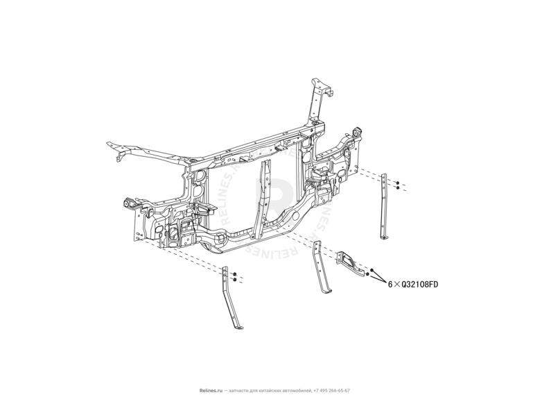 Запчасти Great Wall Hover H3 Поколение I — рестайлинг (2014) 2.0л, турбо, 4×4 — Усилитель переднего бампера — схема