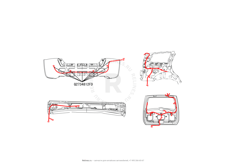 Запчасти Great Wall Hover H5 Поколение I (2010) 2.0л, дизель, 4x4, МКПП — Проводка задней части кузова — схема