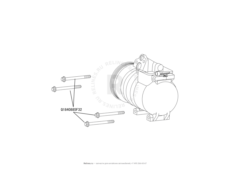 Запчасти Great Wall Hover H5 Поколение I (2010) 2.0л, дизель, 4x4, АКПП — Компрессор кондиционера — схема