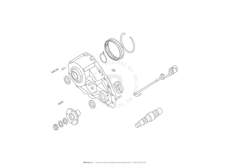 Запчасти Great Wall Hover H5 Поколение I (2010) 2.0л, дизель, 4x4, МКПП — Раздаточная коробка (5) — схема