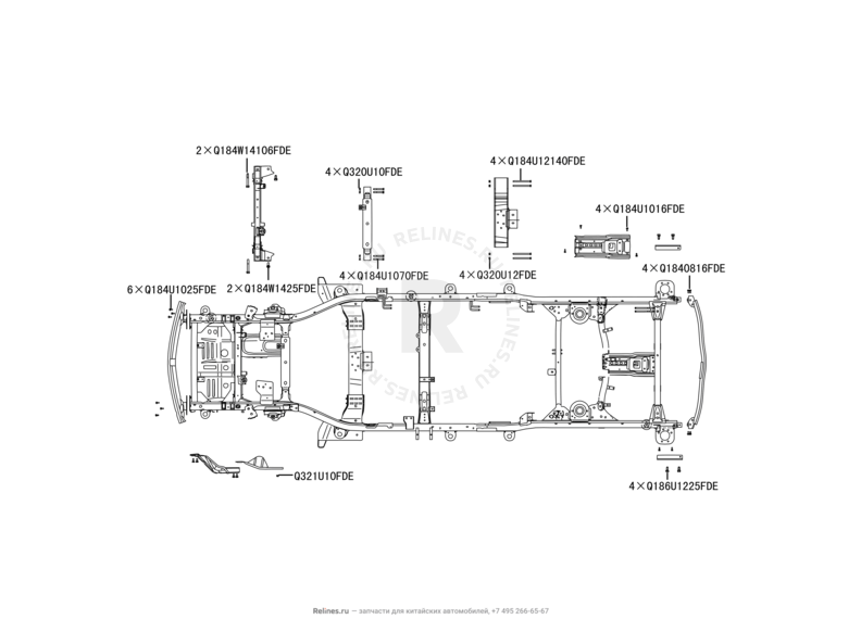 Запчасти Great Wall Hover H5 Поколение I (2010) 2.0л, дизель, 4x4, МКПП — Рама, усилитель рамы — схема