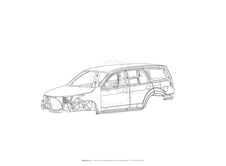 Запчасти Great Wall Hover H5 Поколение I (2010) 2.0л, дизель, 4x4, МКПП — Кузов (1) — схема