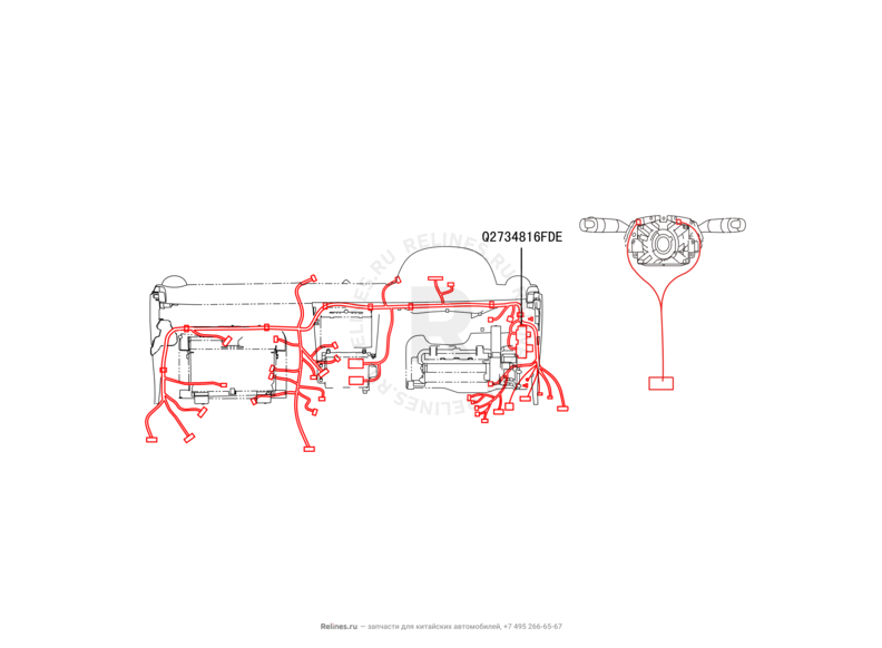 Запчасти Great Wall Hover H5 Поколение I (2010) 2.4л, бензин, 4x4, МКПП — Проводка панели приборов (торпедо) (2) — схема