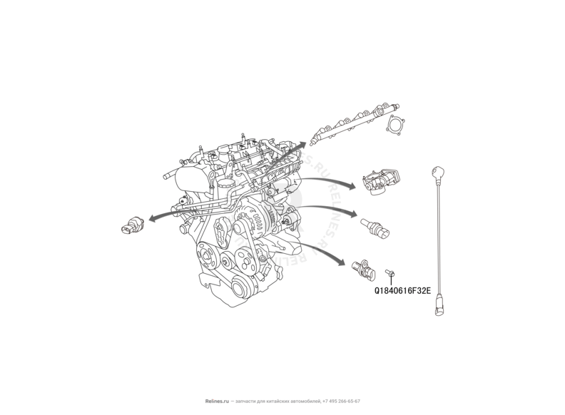 Запчасти Haval H9 Поколение I (2014) Бензин — Датчики системы электронного управления двигателем (1) — схема