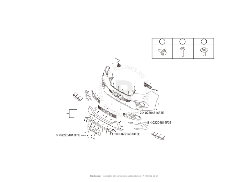 Запчасти Haval H9 Поколение I (2014) Бензин — Передний бампер (1) — схема
