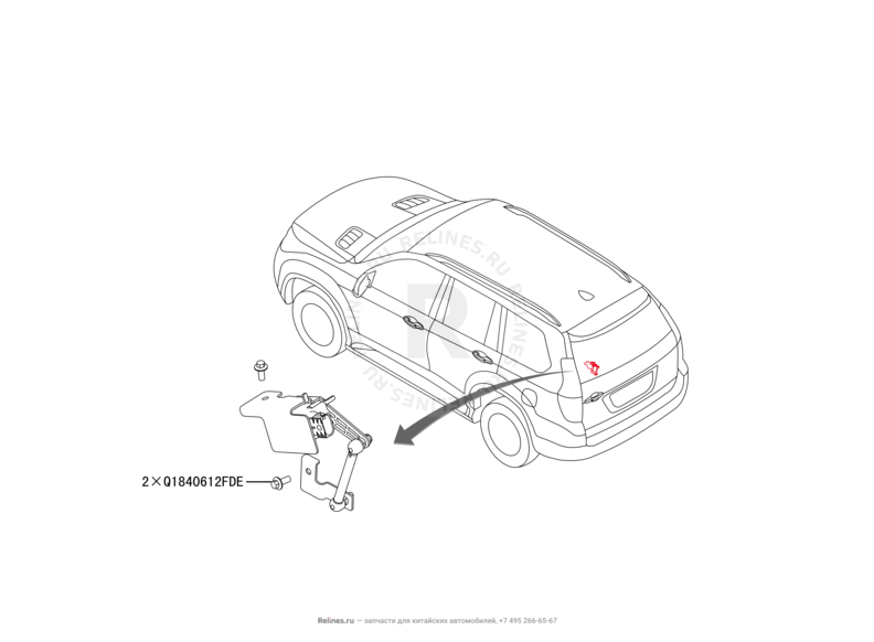 Запчасти Haval H9 Поколение I (2014) Бензин — Датчик положения кузова задний — схема