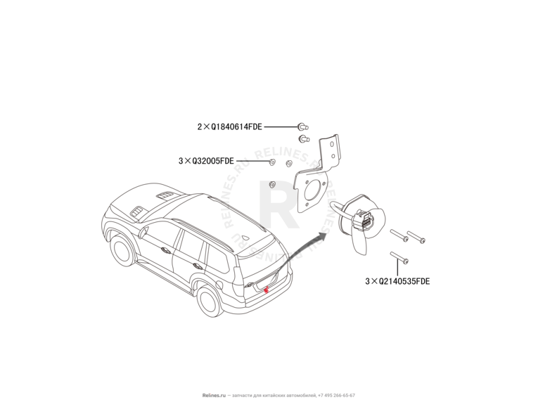Запчасти Haval H9 Поколение I (2014) Бензин — Разъем для кабеля прицепа — схема
