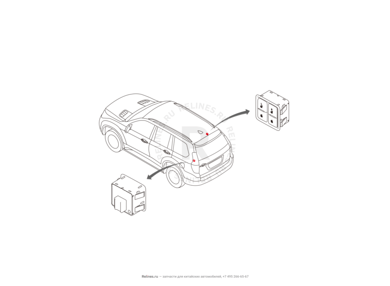 Запчасти Haval H9 Поколение I (2014) Бензин — Кнопка складывания спинки сиденья — схема