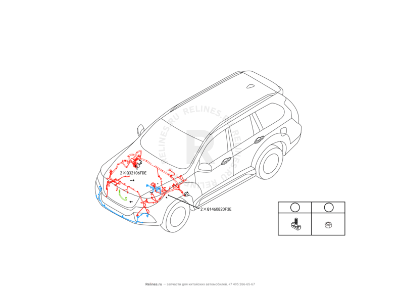 Запчасти Haval H9 Поколение I (2014) Бензин — Проводка моторного отсека (1) — схема