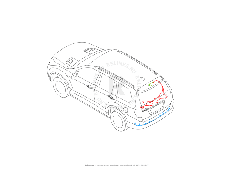 Запчасти Haval H9 Поколение I (2014) Бензин — Проводка задней части кузова (1) — схема