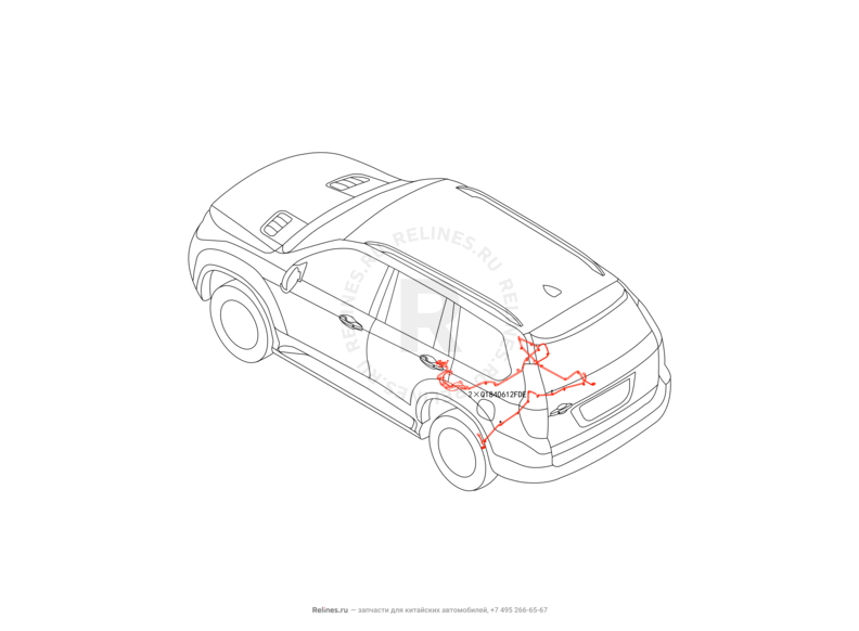 Запчасти Haval H9 Поколение I (2014) Бензин — Проводка задней части кузова (2) — схема