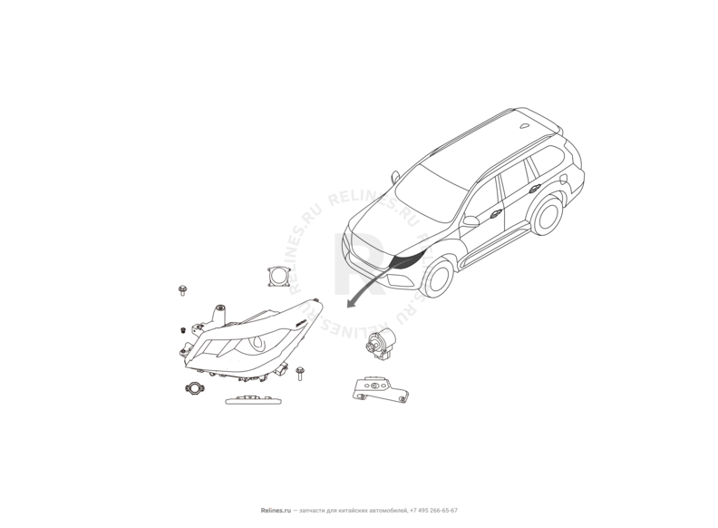 Запчасти Haval H9 Поколение I (2014) Бензин — Фары передние (1) — схема