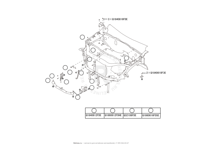 Запчасти Haval H9 Поколение I (2014) Бензин — Аксессуары моторного отсека — схема