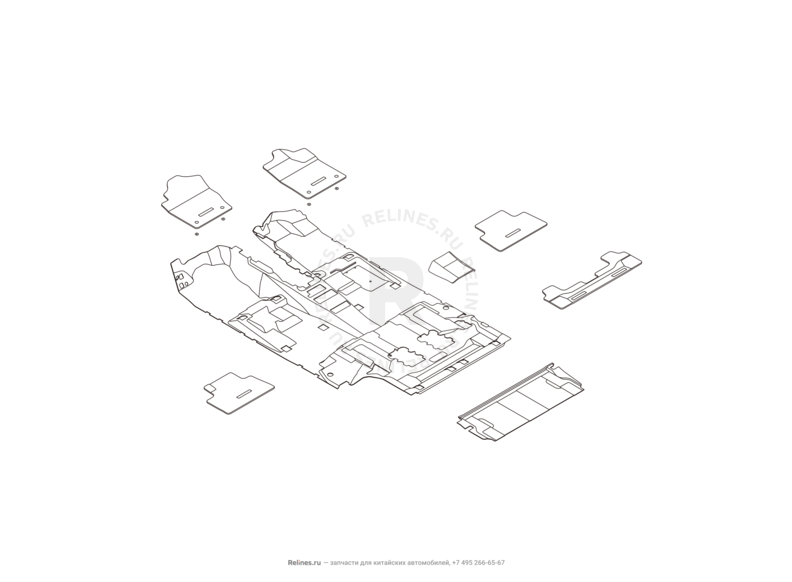 Запчасти Haval H9 Поколение I (2014) Бензин — Обшивка (ковер) пола (2) — схема