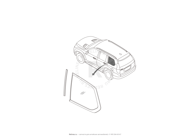 Запчасти Haval H9 Поколение I (2014) Бензин — Накладки, молдинги и стекла (2) — схема