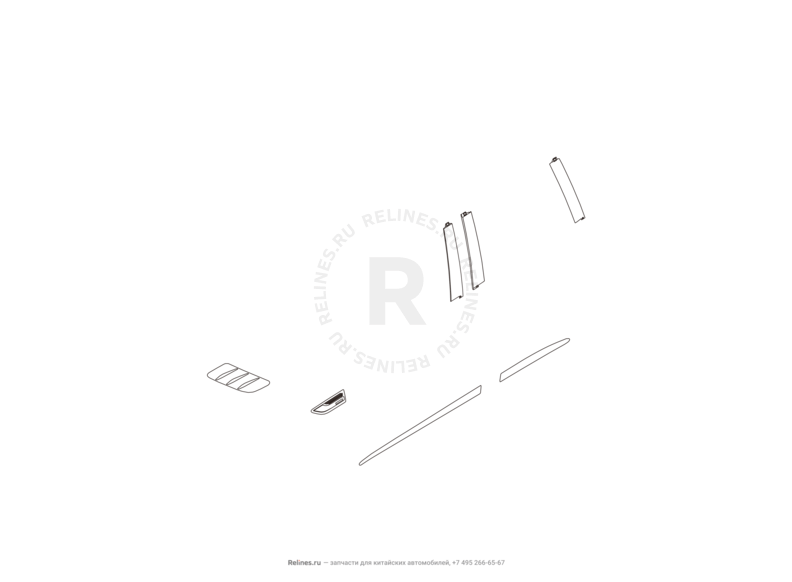 Запчасти Haval H9 Поколение I (2014) Бензин — Уплотнители, молдинги, накладки дверей и порогов — схема