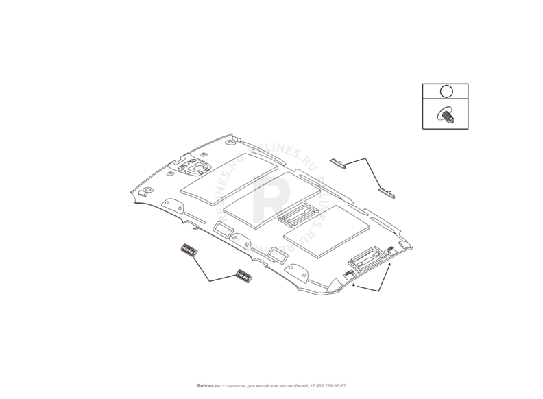 Запчасти Haval H9 Поколение I (2014) Бензин — Обшивка и комплектующие крыши (потолка) (1) — схема