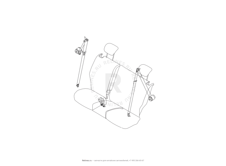 Запчасти Haval H9 Поколение I (2014) Бензин — Ремни и замки безопасности задних сидений (1) — схема