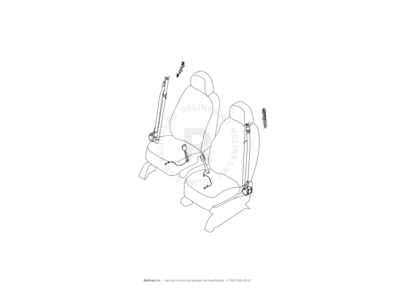 Запчасти Haval H9 Поколение I (2014) Бензин — Ремни безопасности и их крепежи для передних сидений (1) — схема