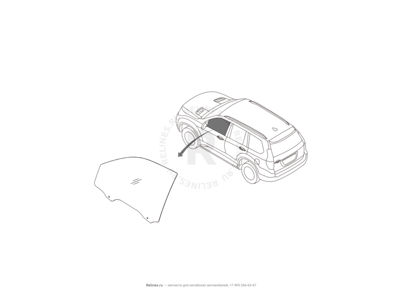 Запчасти Haval H9 Поколение I (2014) Бензин — Стекла и стеклоподъемники передних дверей — схема