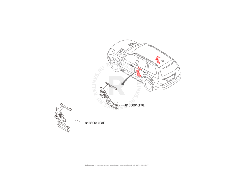 Запчасти Haval H9 Поколение I (2014) Бензин — Стеклоподъемники задних дверей (2) — схема