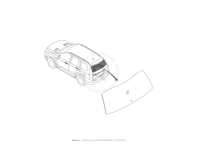 Запчасти Haval H9 Поколение I (2014) Бензин — Стекло 5-й двери (багажника) (1) — схема