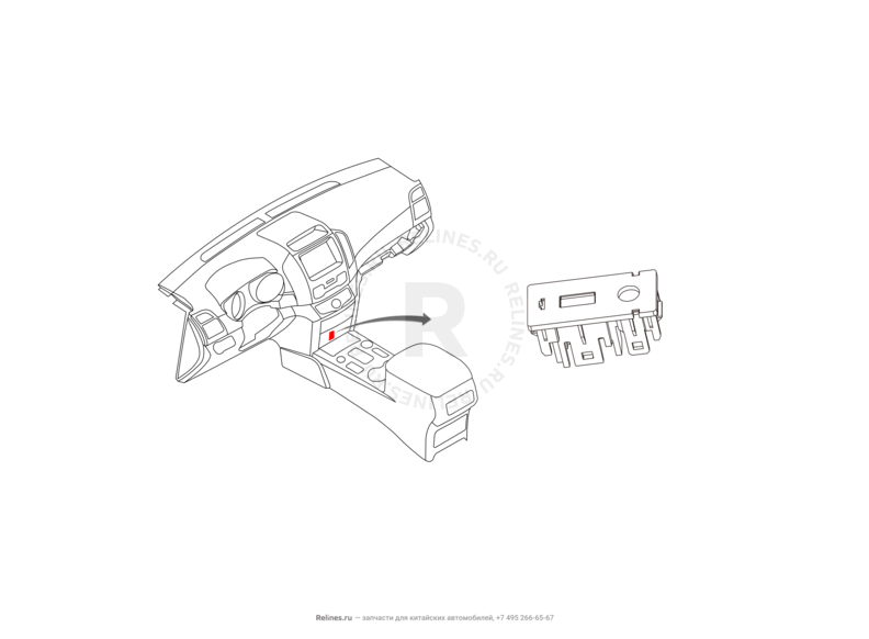 Запчасти Haval H9 Поколение I (2014) Бензин — Корпус разъема aux и USB — схема