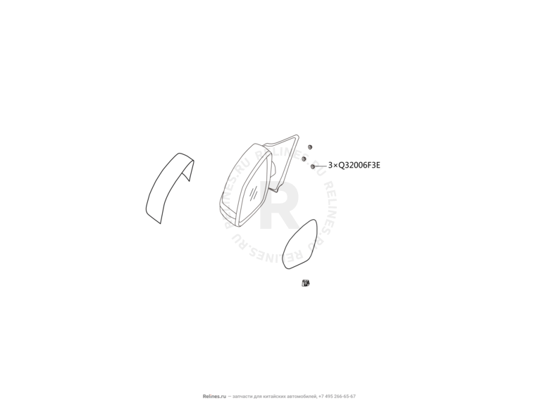 Запчасти Haval H9 Поколение I (2014) Бензин — Зеркало заднего вида (1) — схема