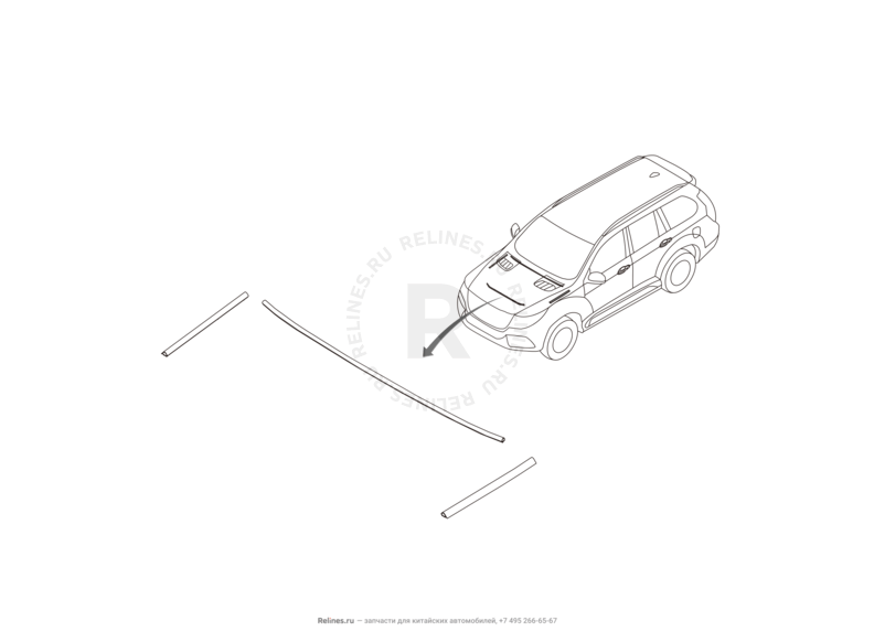 Запчасти Haval H9 Поколение I (2014) Бензин — Отбойники и уплотнители капота — схема