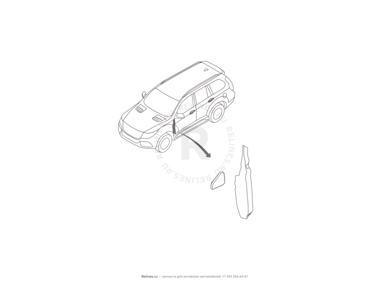 Запчасти Haval H9 Поколение I (2014) Бензин — Накладка крыла переднего — схема