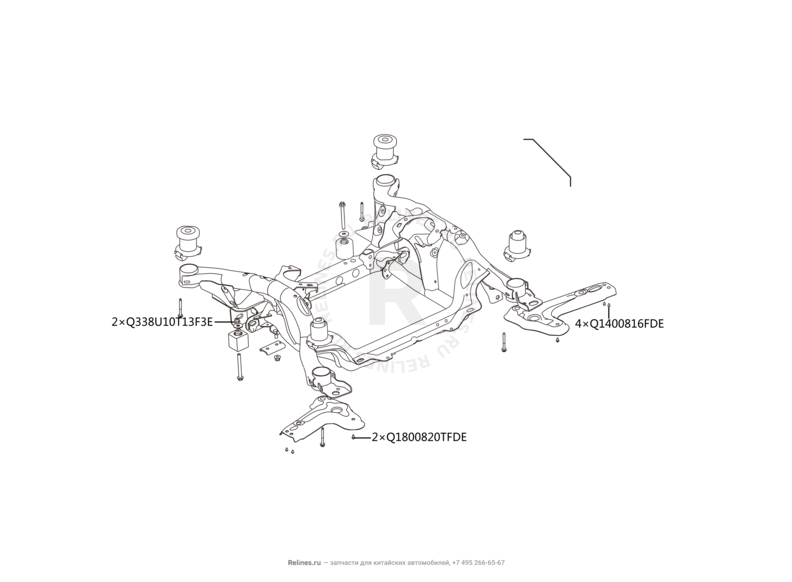 Запчасти Haval H8 Поколение I (2013) 4x2 — Подрамник и усилитель подрамника — схема