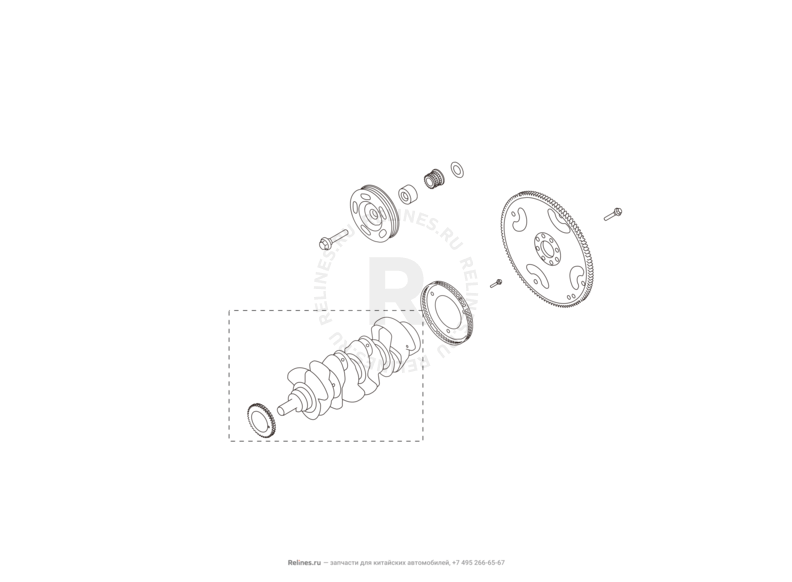 Запчасти Haval H8 Поколение I (2013) 4x2 — Коленчатый вал и маховик — схема