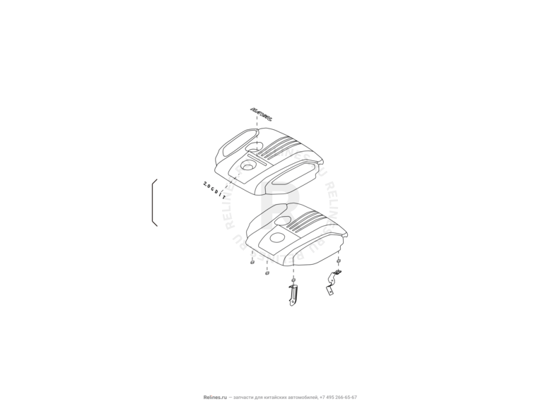 Запчасти Haval H8 Поколение I (2013) 4x4 — Плита верхняя (декоративная крышка) двигателя — схема