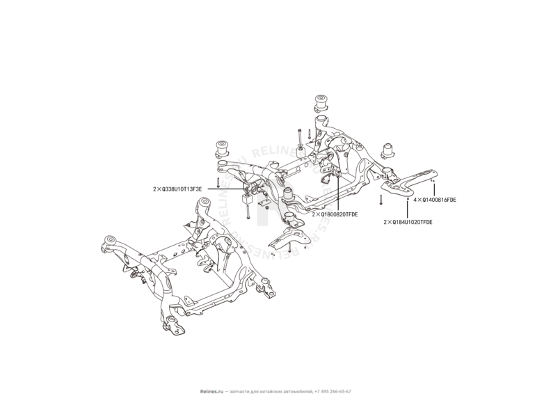Запчасти Haval H8 Поколение I (2013) 4x4 — Подрамник и усилитель подрамника — схема