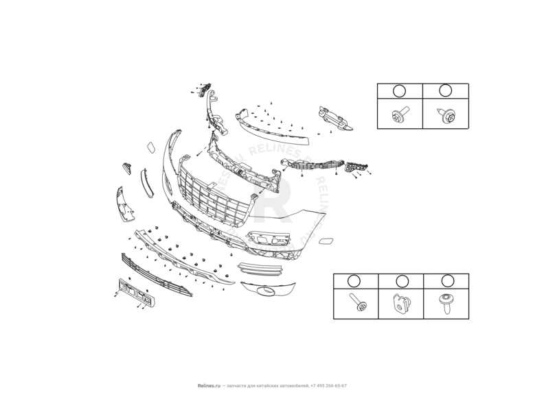 Запчасти Haval H8 Поколение I (2013) 4x4 — Передний бампер (1) — схема