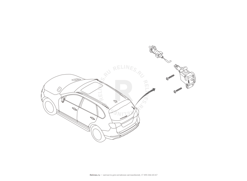 Запчасти Haval H6 Coupe Поколение I (2015) 2.0л, 4x2, АКПП — Устройство открытия крышки топливного бака (бензобака) — схема