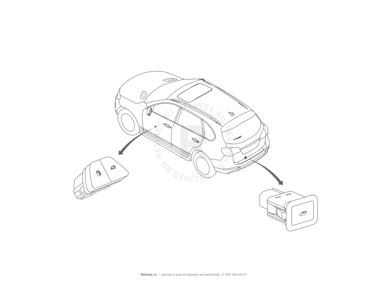 Ручки и замки 5-й двери (багажника) Haval H8 — схема