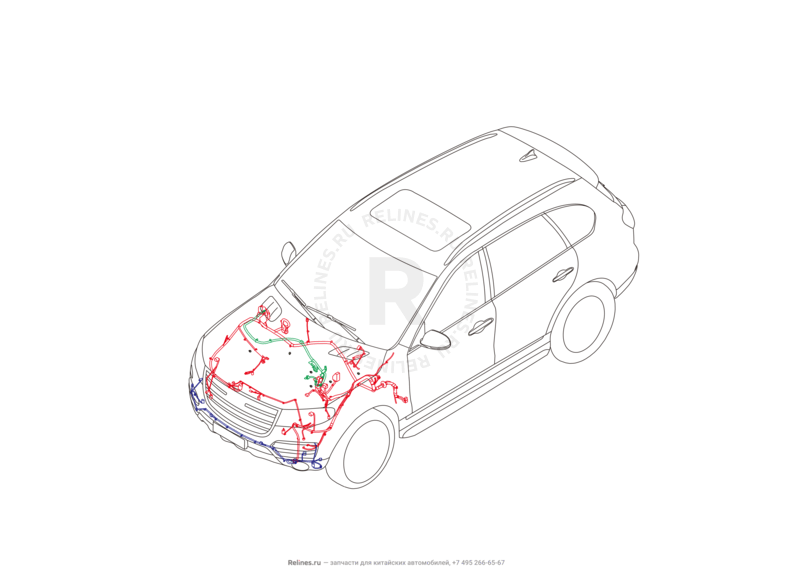 Запчасти Haval H8 Поколение I (2013) 4x2 — Проводка моторного отсека (1) — схема