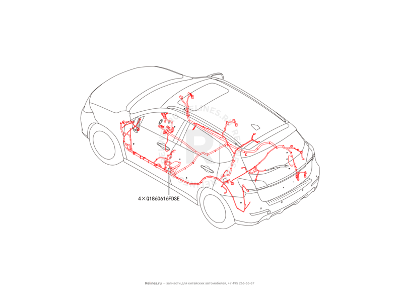 Запчасти Haval H8 Поколение I (2013) 4x4 — Проводка пола (подушек безопасности и кпп) (2) — схема